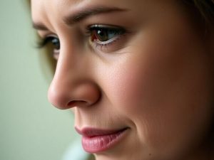 Persoană la gânduri, exprimând regret și empatie.